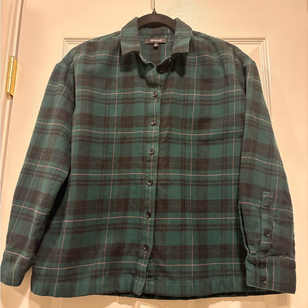 Madewell Dark Green and Black Plaid Men's Shirt